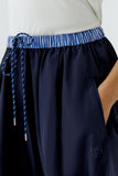Navy Skirt with Striped Wasitband