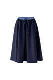 Navy Skirt with Striped Wasitband