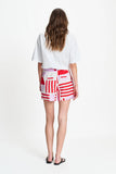Red and Purple linen shorts