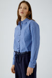 Blue and White Striped Shirt with elasticated hem
