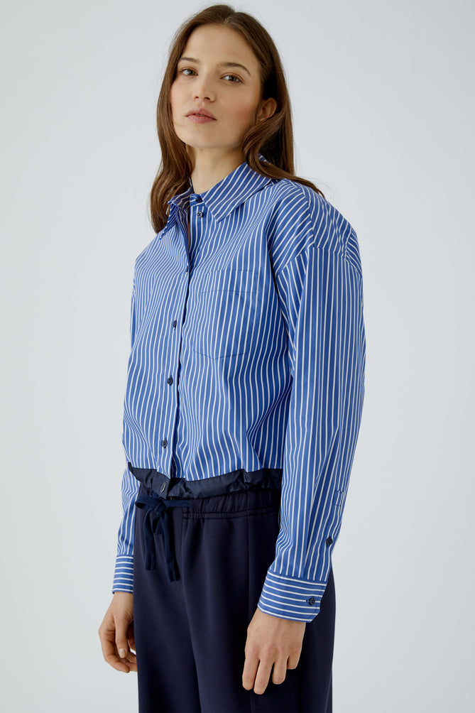 Blue and White Striped Shirt with elasticated hem