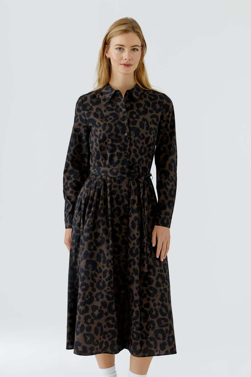 Leopard Print Dress with Tie at Waist