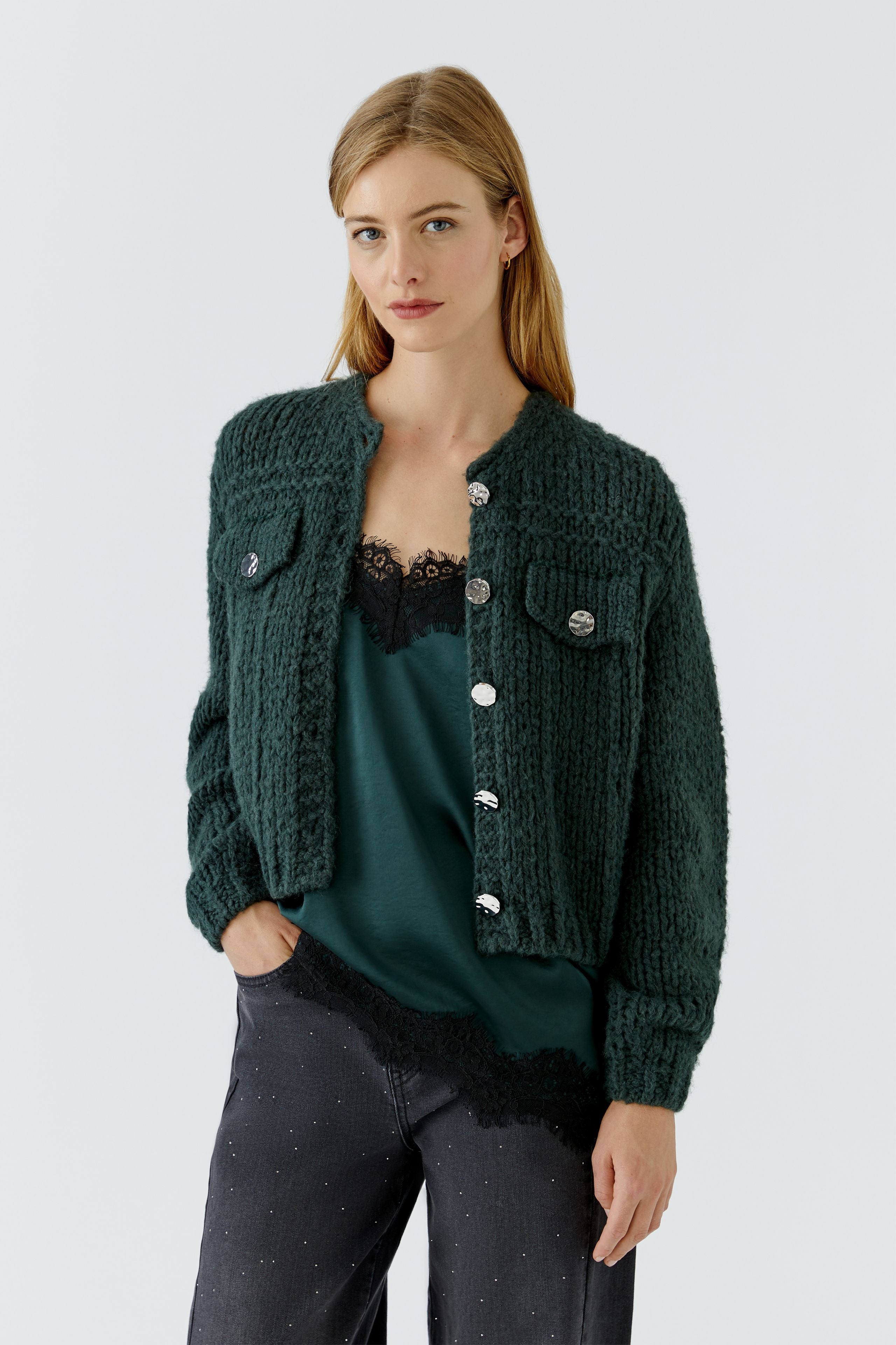 Cardigan in Forest Green