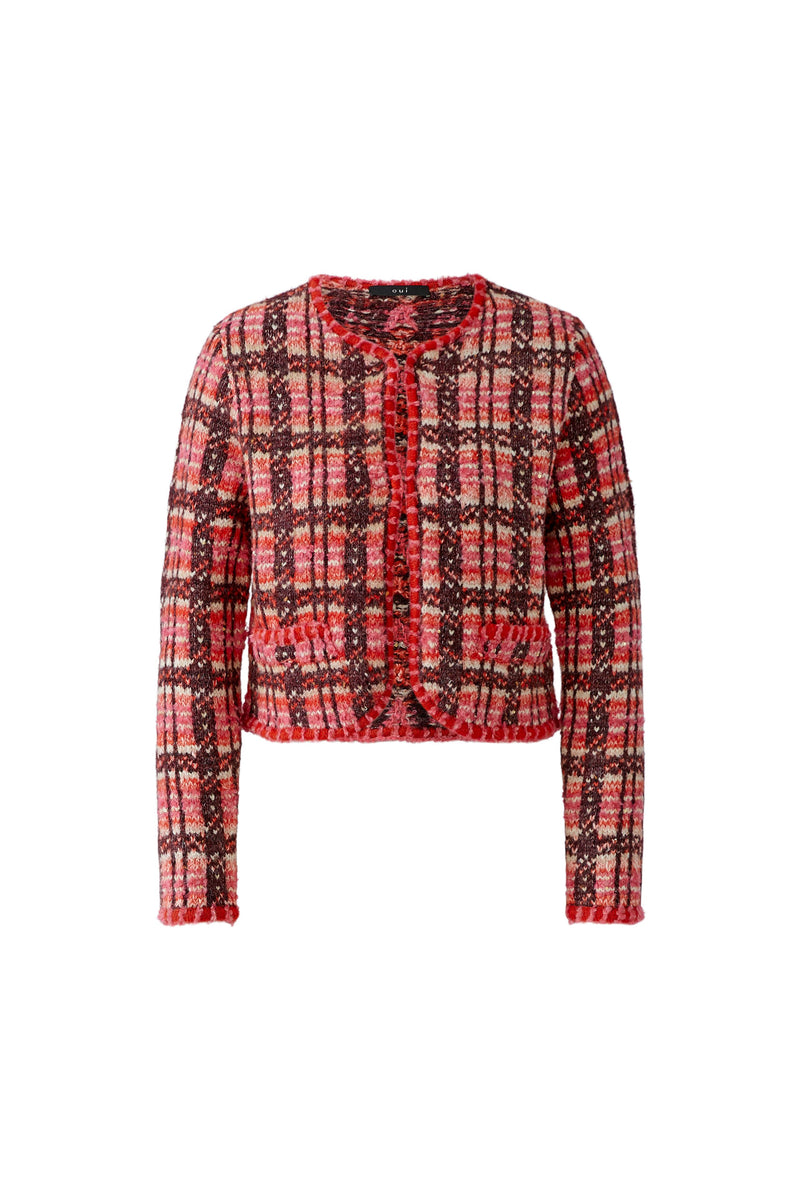 Cardigan in Cream pink burgundy