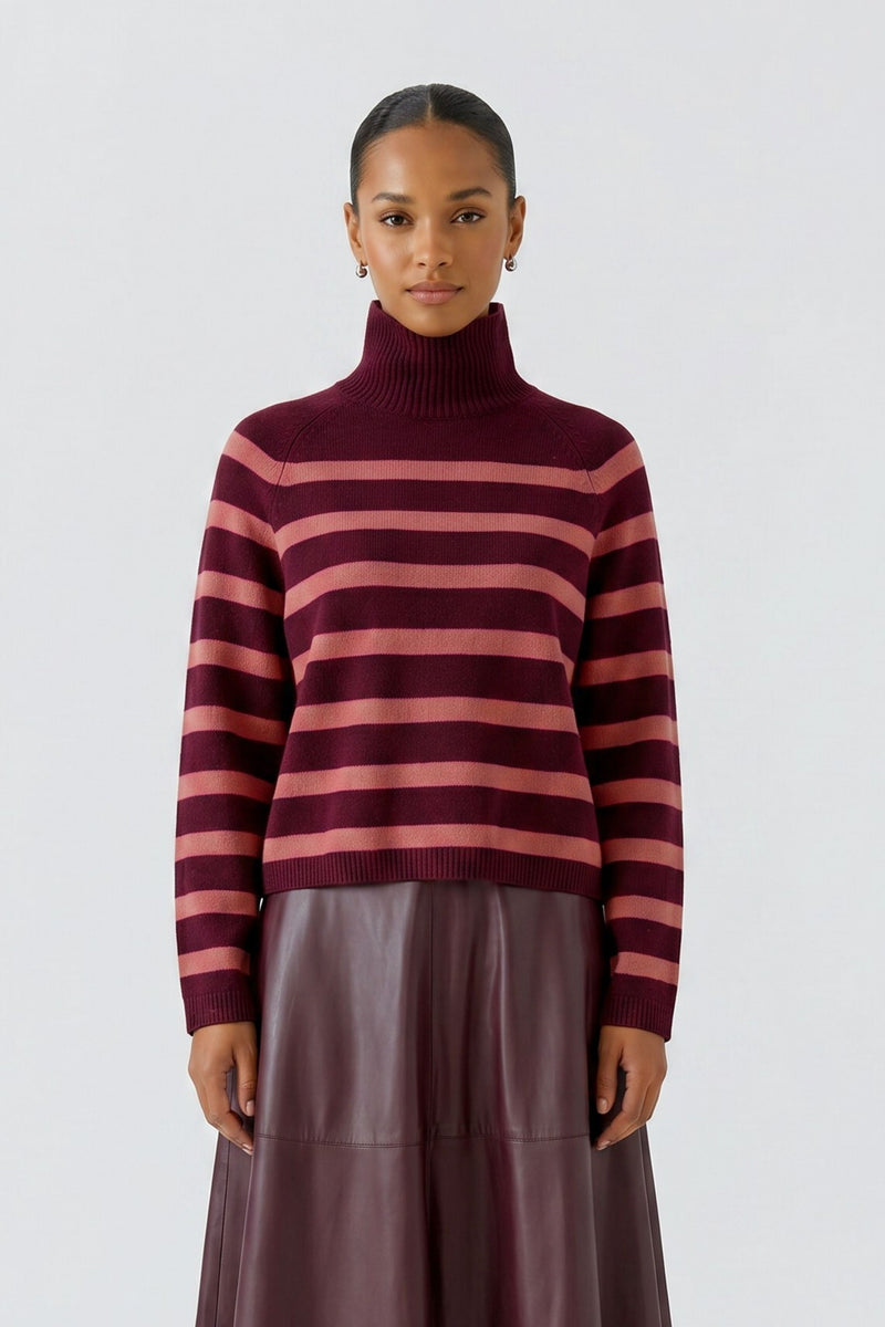 S|triped sweater in Bramble Berry and Pink