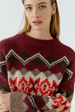 Taupe and Bramble Berry Sweater wth Pattern