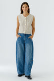 Beige Sleeveless with Gold Buttons