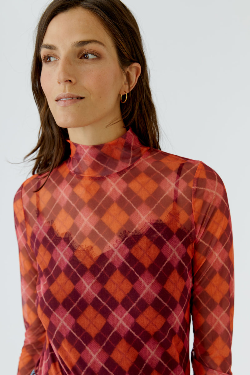 Mesh Top in Orange and Bramble Berry