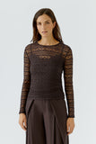 Long sleeve shirt lace  in chocolate torte