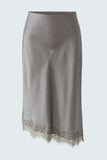 Silver Slip Skirt with asymmetric hem