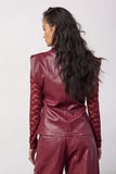 Berry red soft pleather sleeveless.