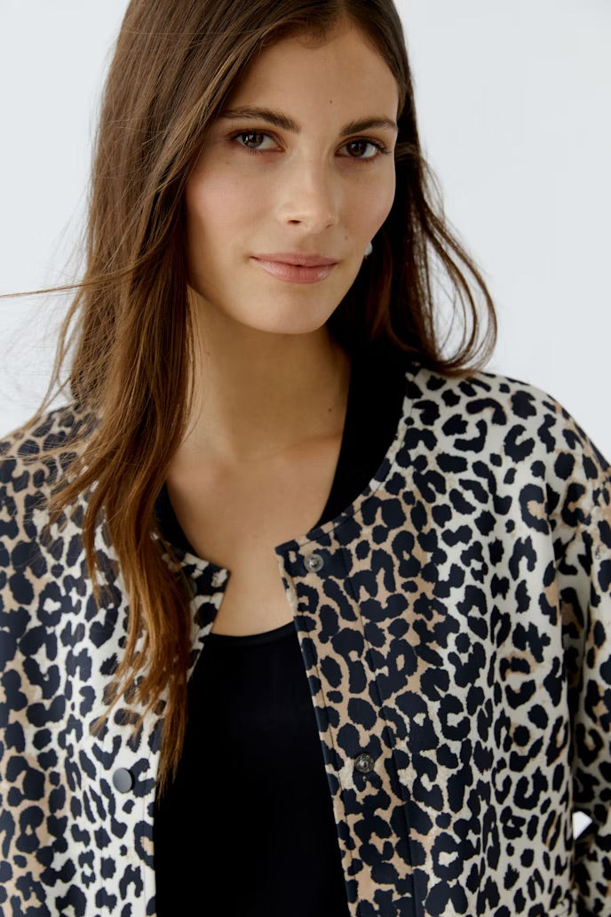 Scuba blouson jacket in all-over Leo print
