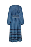 Lightweight denim dress with tone on tone striped detailing