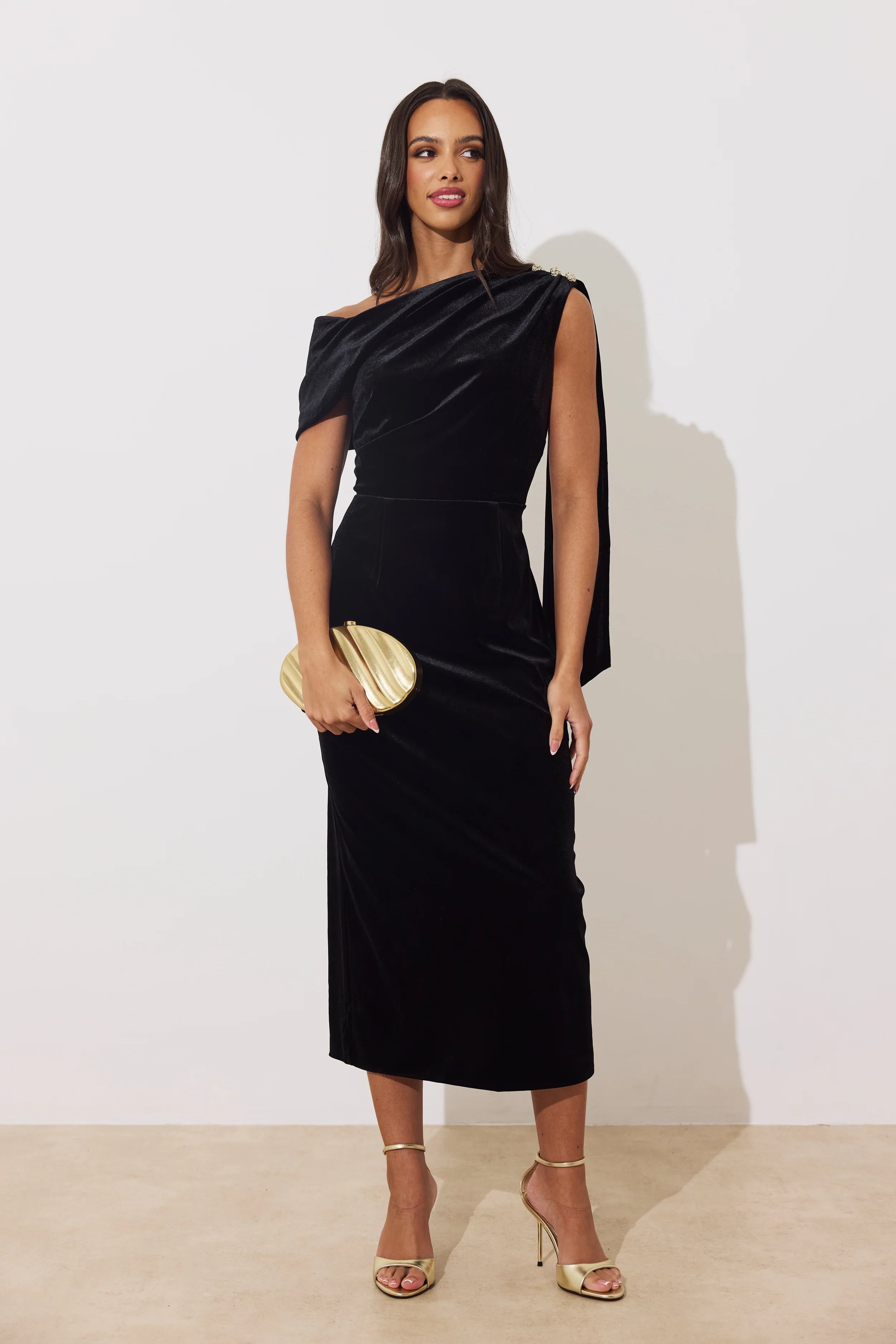 ElenI Dress in Black Velvet