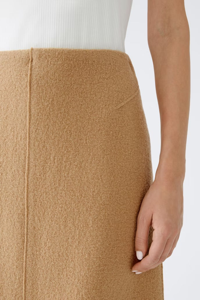 Boiled wool mini skirt in camel