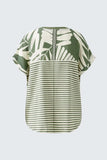 Green and Beige Palm Print top