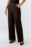 Chocolate ganache coloured fitted trousers in a technical stretch fabric