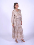 “Monaco” dress in snow leopard pattern
