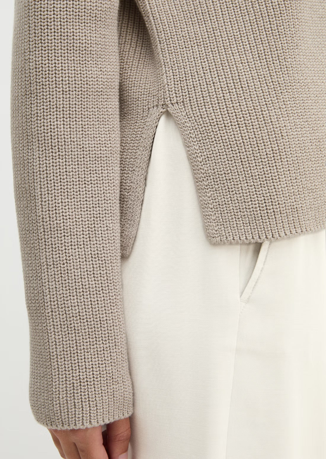 Loose cotton sweater in mushroom grey