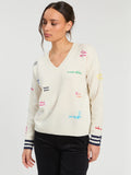 Ecru Sweater with Embroidery