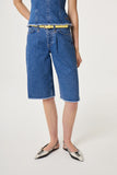 Wide leg knee length denim shorts