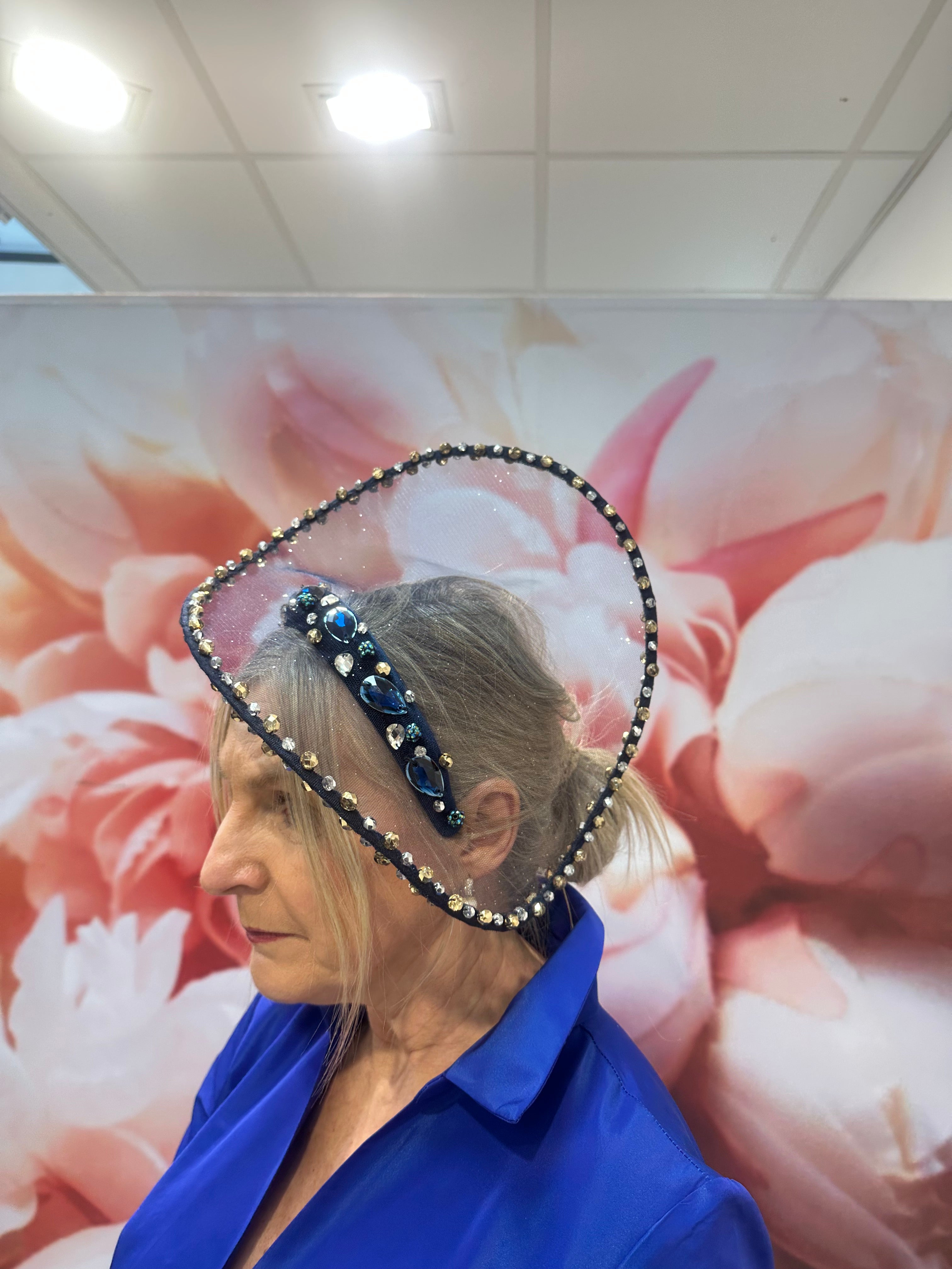 Taffeta dress in cobalt blue