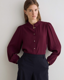 Burgundy Blouse With Ruffles