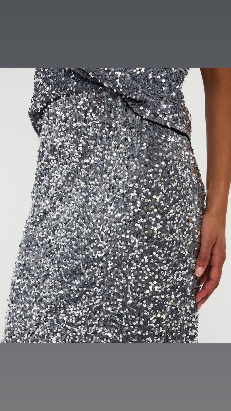Silver sequin pencil skirt