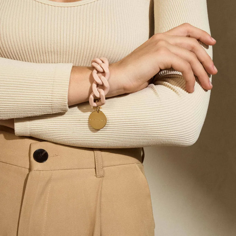 Flat chain belt in light rose