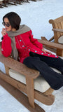 Long red ski cardigan