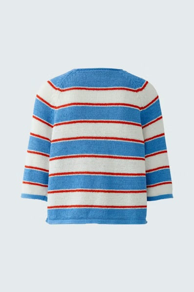 Blue red and white striped sweater