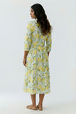 Belted shirt dress with all over lemon print