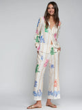 Straight Legged Bamboo Print Trouser