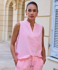 Striped Sleeveless Blouse in Pink