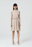 Beige and cream floaty dress with chain belt