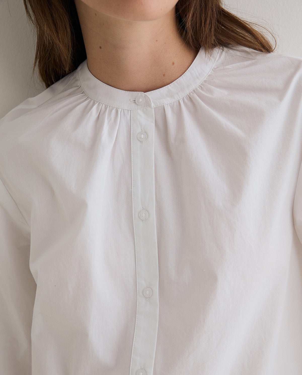 White Cotton Shirt with Embroidered Sleeve