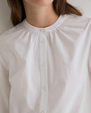 White Cotton Shirt with Embroidered Sleeve