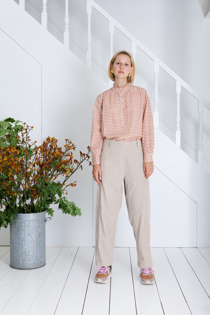 Brown Flower and Pink Anais Shirt