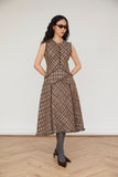 Adelina Check Dress in Brown