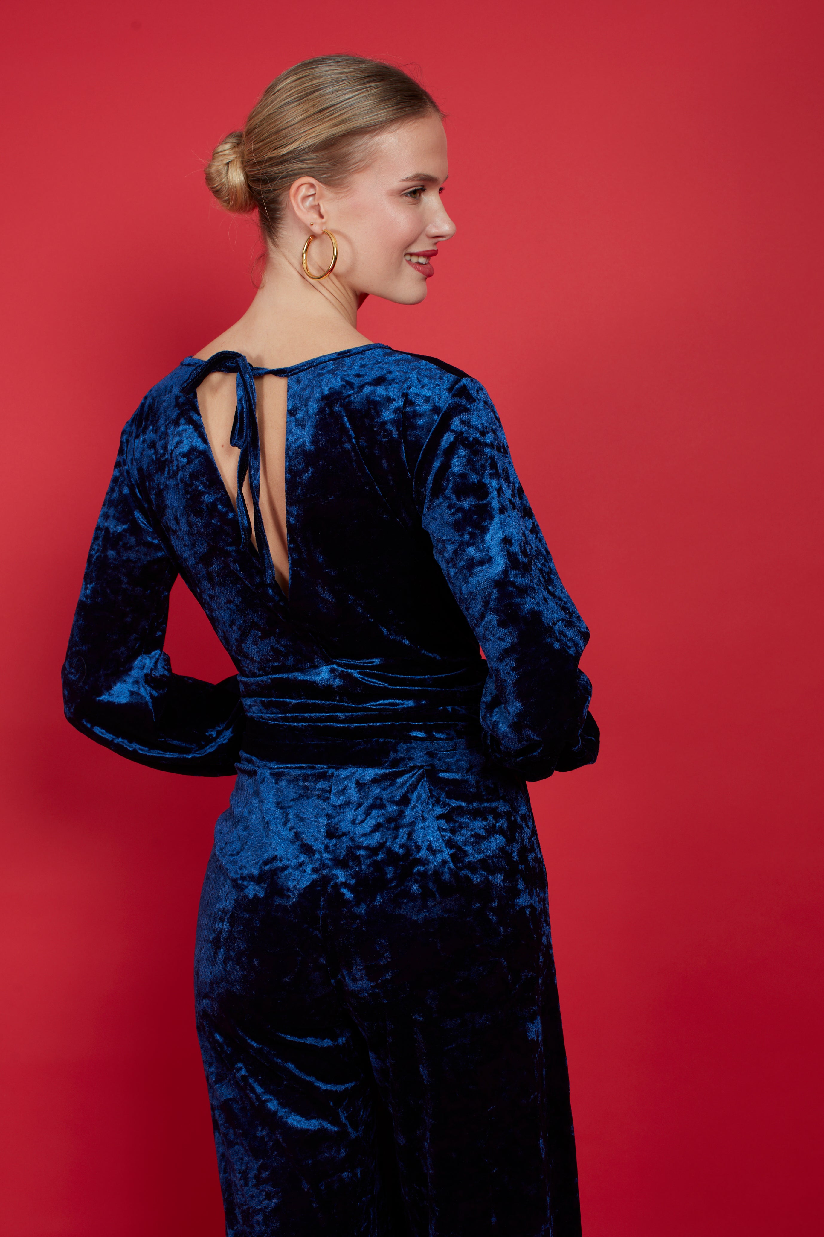 Anna Navy Velvet Jumpsuit