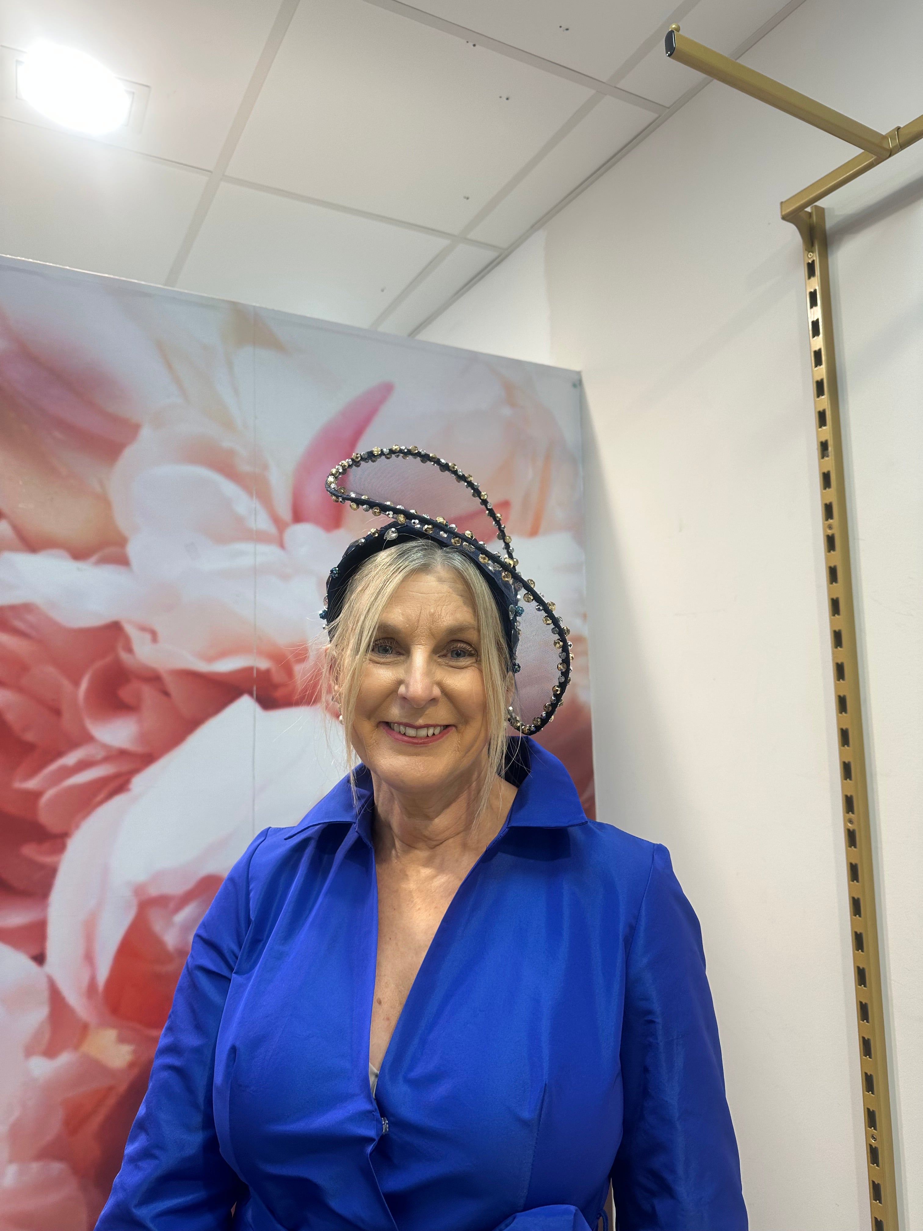 Taffeta dress in cobalt blue