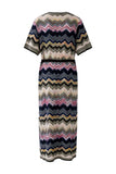 Knitted Dress in Pink Green and Black
