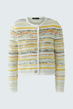 Multicoloured jacquard boxy cardigan with diamanté buttons