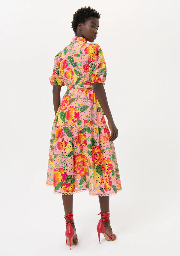 Broderie Anglaise Colourful Midi Dress