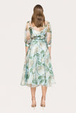 Printed Organza Midi Dress