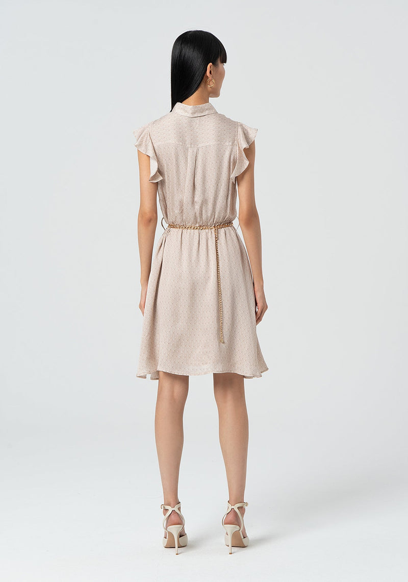 Beige and cream floaty dress with chain belt