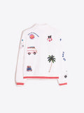 White Bomber Jacket with Surf Embroidery