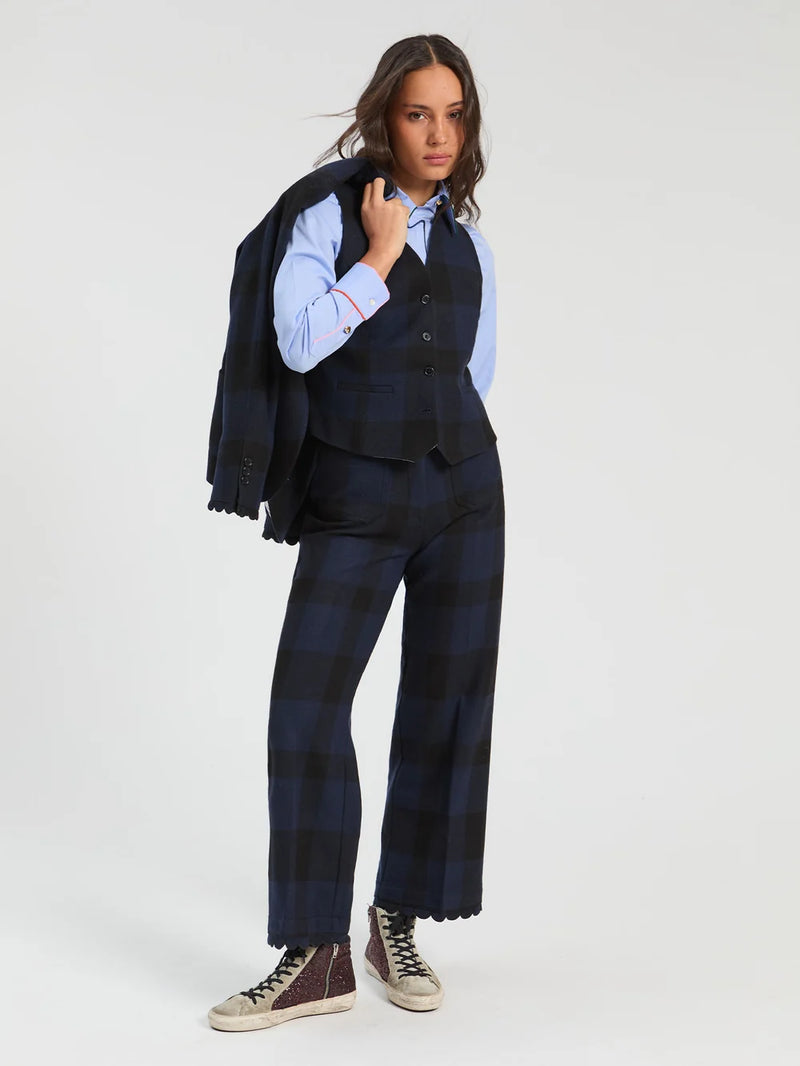 Black and Navy Check Trouser