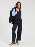Black and Navy Check Trouser