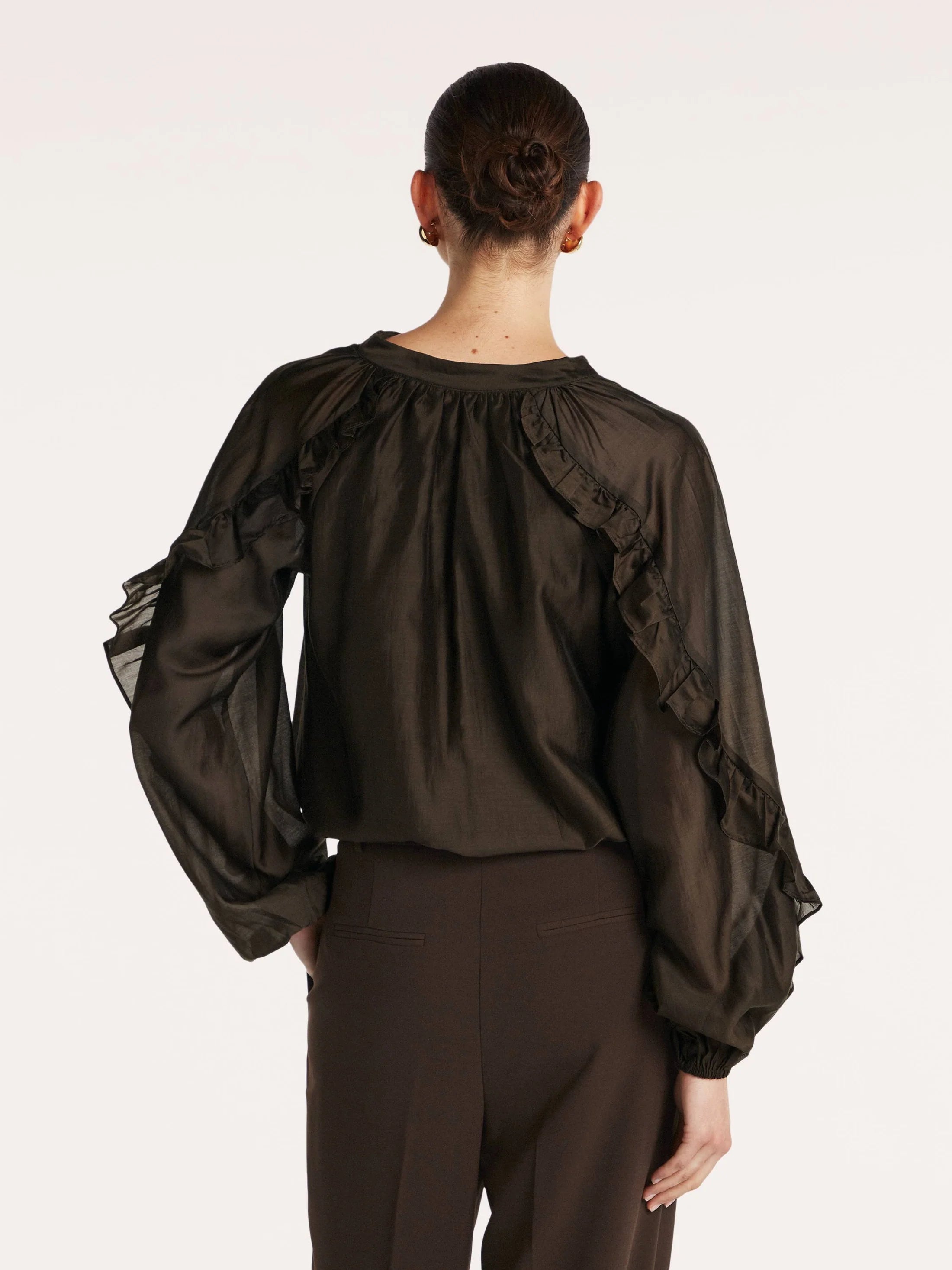 Dark chocolate organza blouse